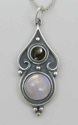 Sterling Silver Romantic Necklace Rainbow Moonstone And Spectrolite